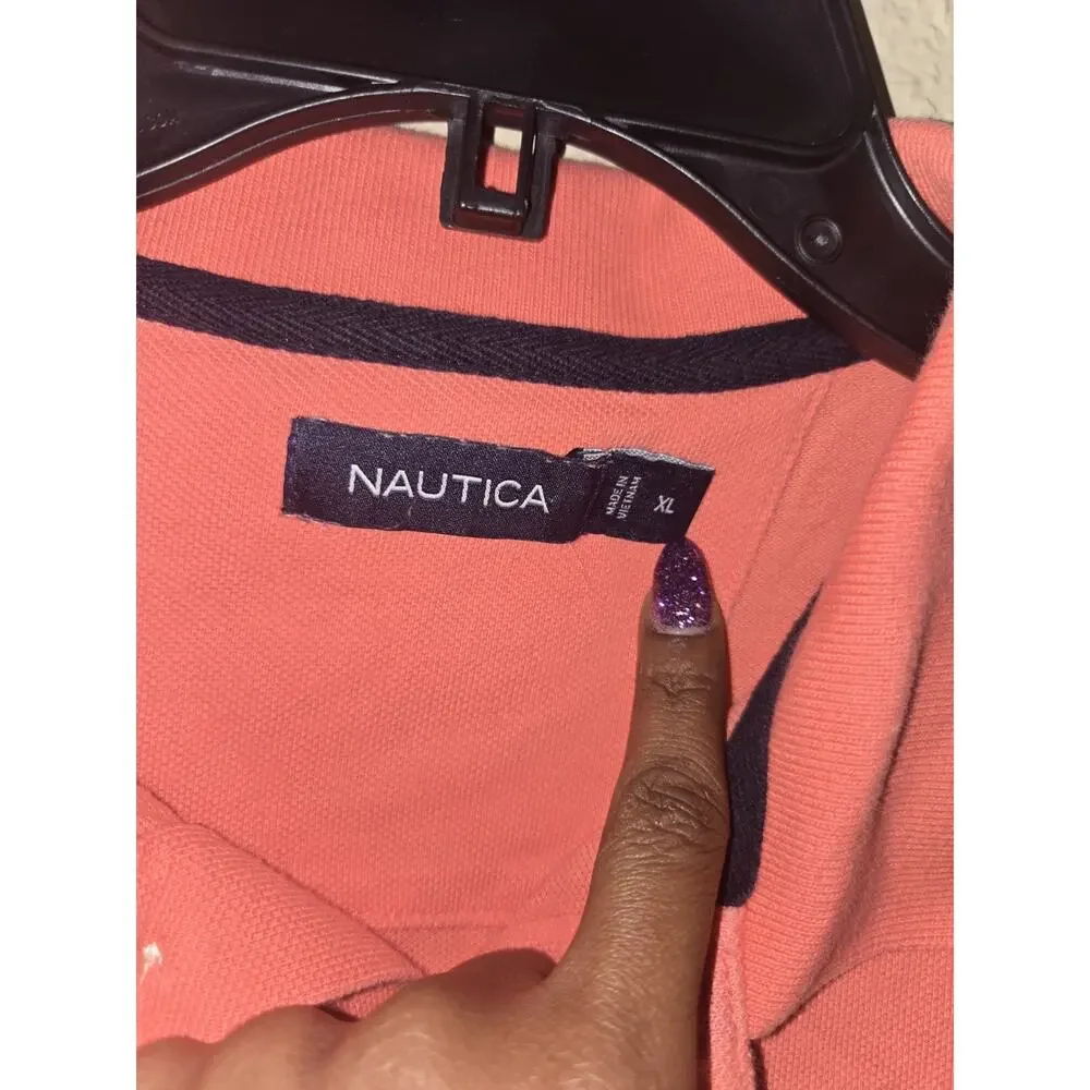 Nautica Polo Shirt, Mens Pink Casual Short Sleeve Top, Size XL